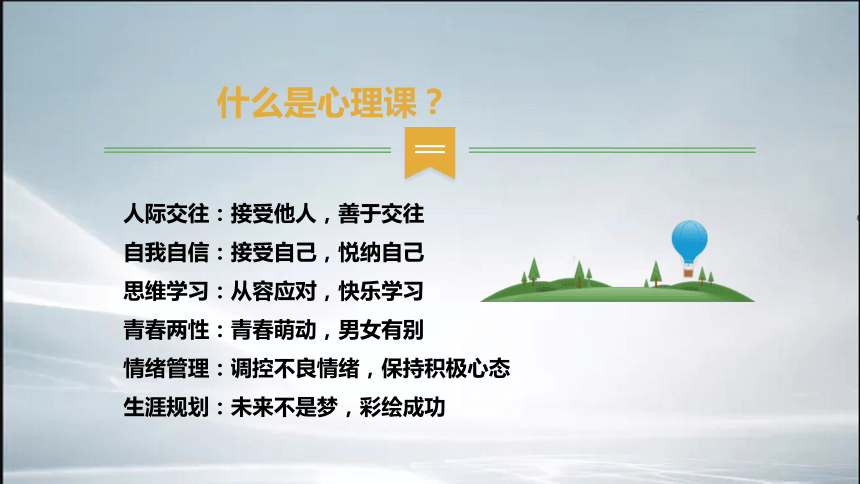 心理健康开学第一课《我和“心理课”有个约定》(共15张PPT)