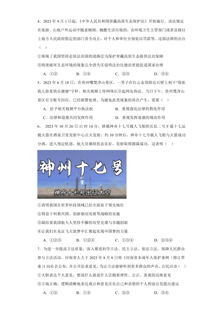 广东省韶关市乳源县2023-2024学年九年级上学期期末模拟道德与法治试题（含解析）