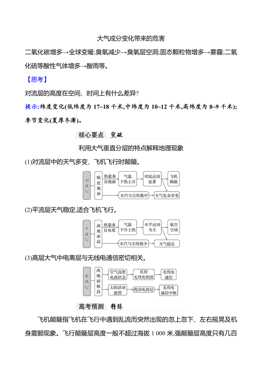 2024届高三地理一轮复习系列 第三章 第一节　大气的组成和垂直分层、大气受热过程 复习学案（含解析）