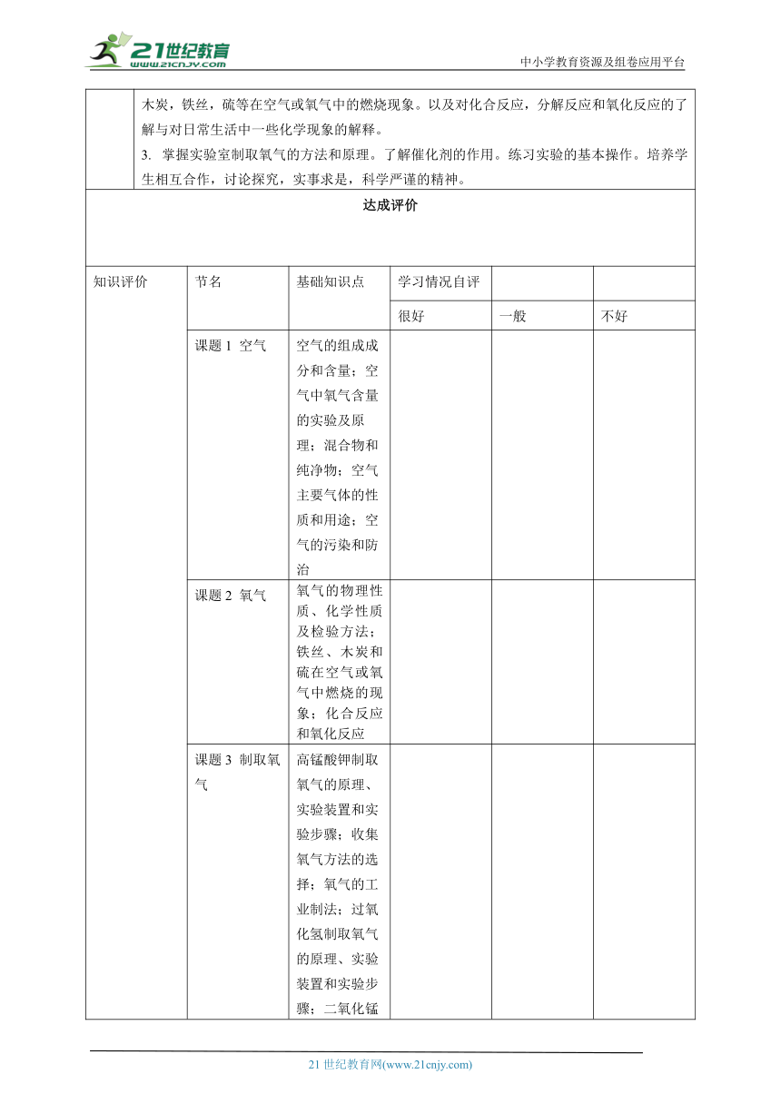 【大单元整体教学设计】人教版初中化学九年级上册 第二单元我们周围的空气 课题3 制取氧气