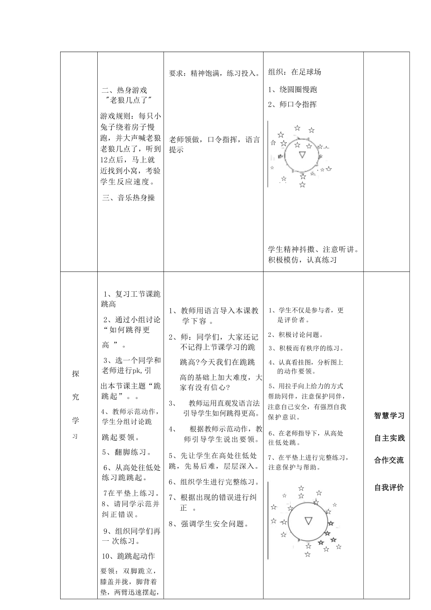 跪跳起 教学设计（表格式）人教版体育四年级下册