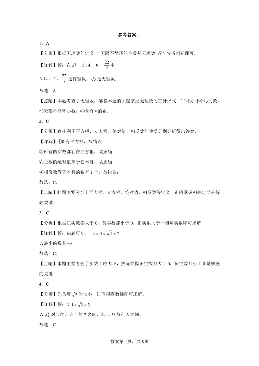 专题6.8实数 基础篇 专项练习（含解析）2023-2024学年七年级数学下册人教版专项讲练