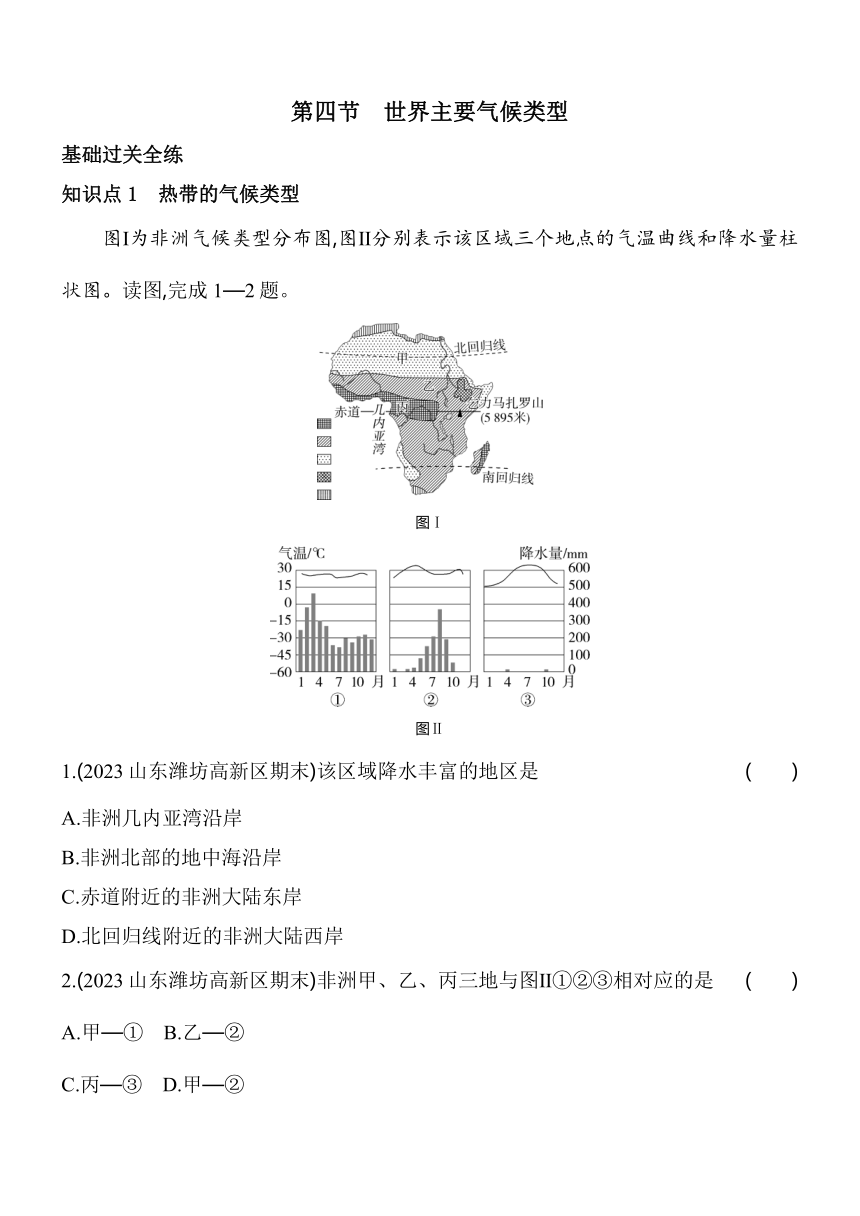 湘教版地理七年级上册4.4世界主要气候类型素养提升练（含解析）