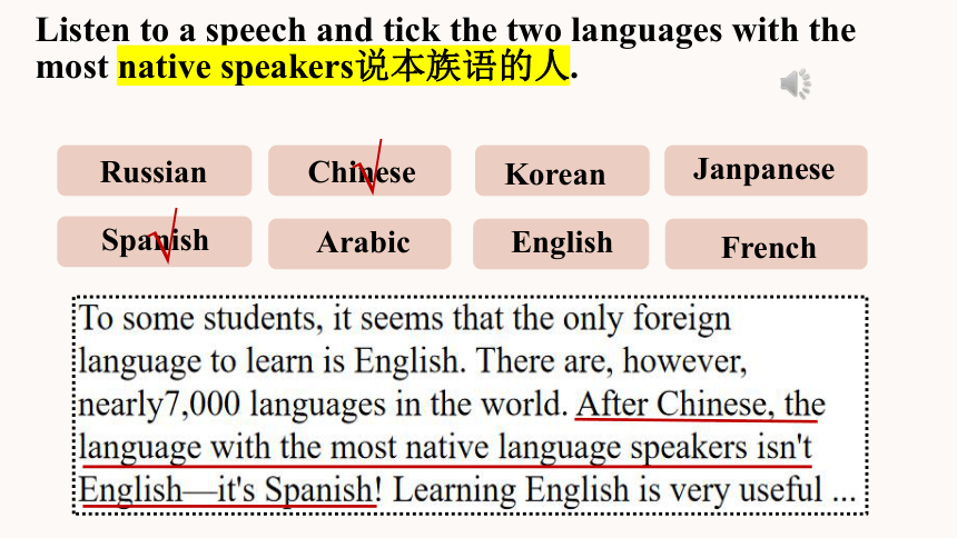 人教版（2019）  必修第一册  Unit 5 Languages Around the World  Listening and Talking课件(共40张PPT 内嵌音频)