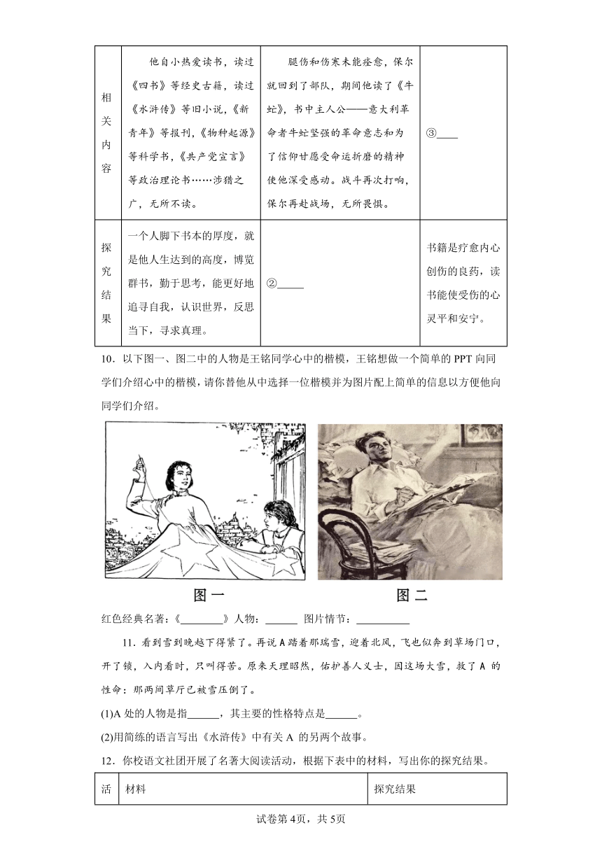 专题04名著阅读-2023一模分类汇编（甘肃地区）（含解析）