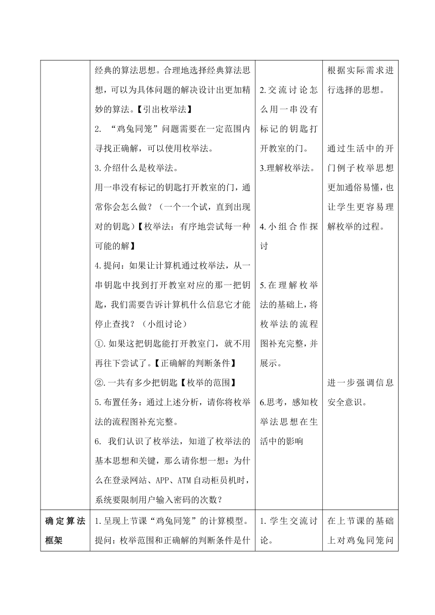 六上第3课 算法设计 教案（表格式）浙教版（2023）信息科技