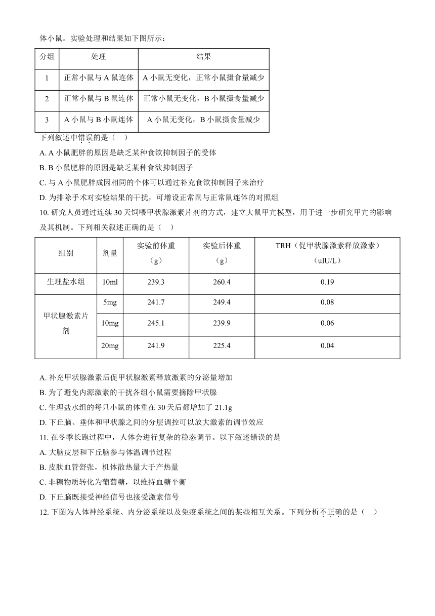 2023北京丰台高二（上）期中生物（A卷）（教师版）（有解析）