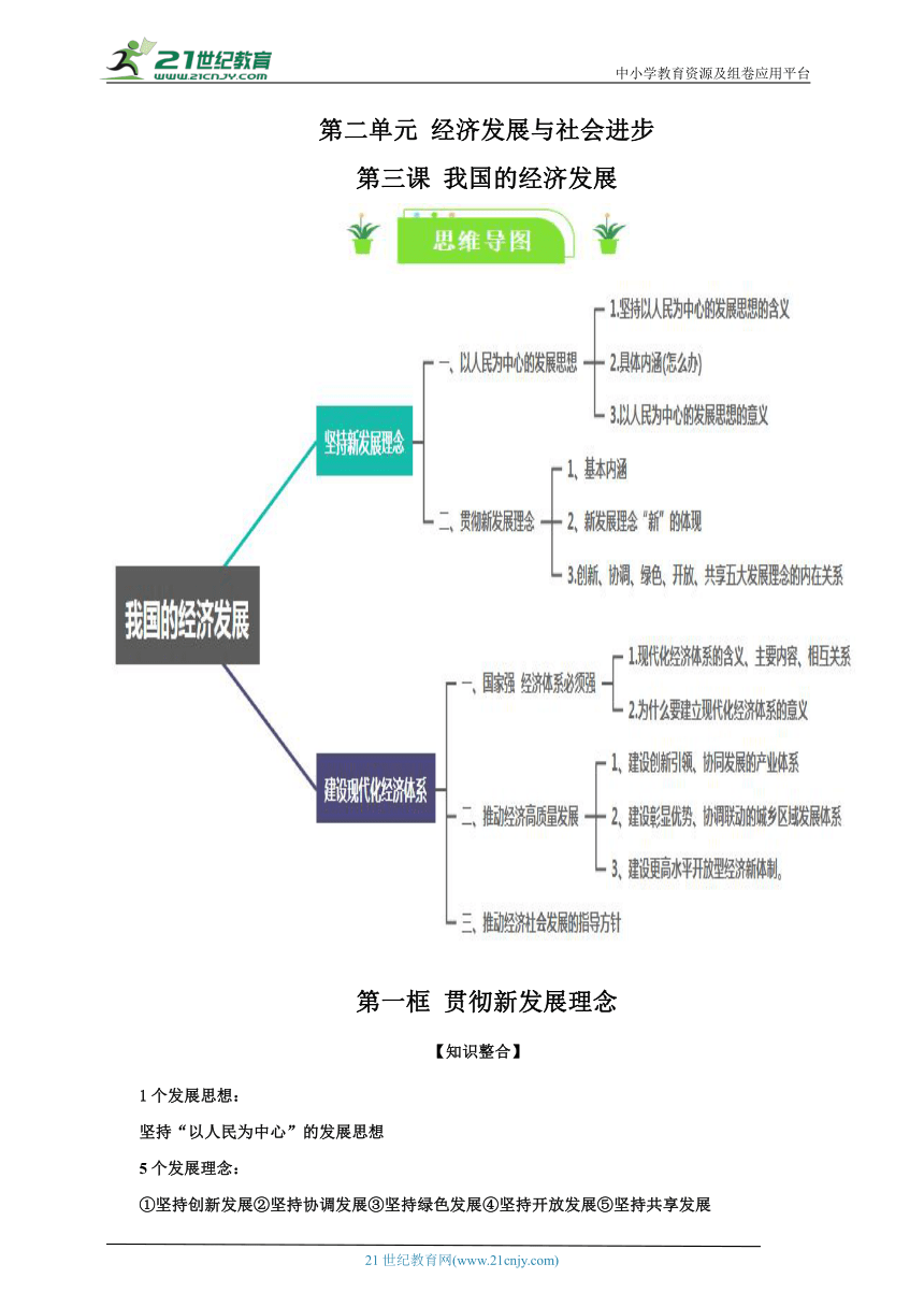 必修二 3.1 贯彻新发展理念 一轮复习学案【知识整合+知识梳理】