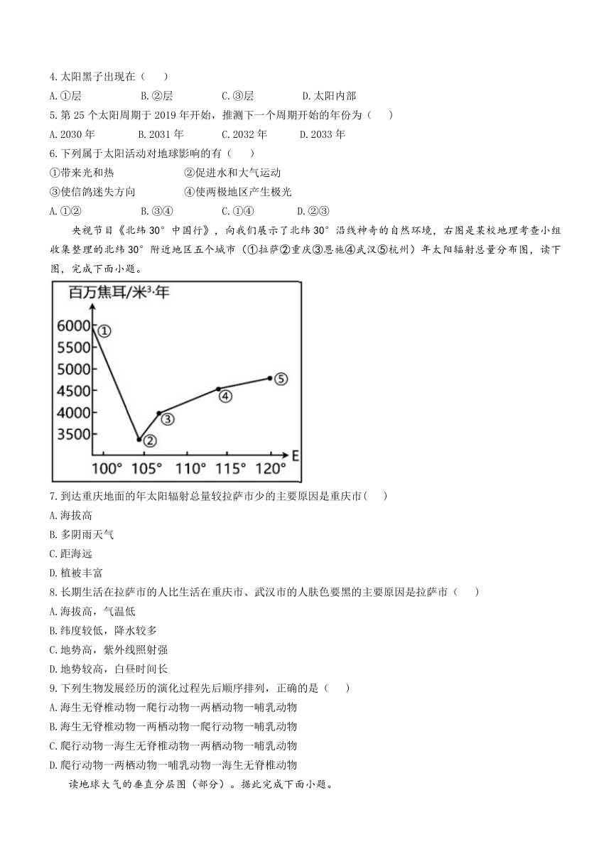 山东省菏泽市重点中学2023-2024学年高一上学期第一次月考地理试题（含答案）