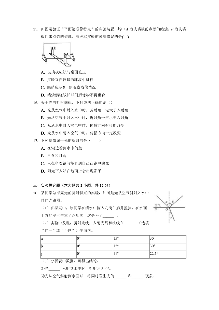 第四章《光现象》单元测试（含答案）2023-2024学年人教版物理八年级上册