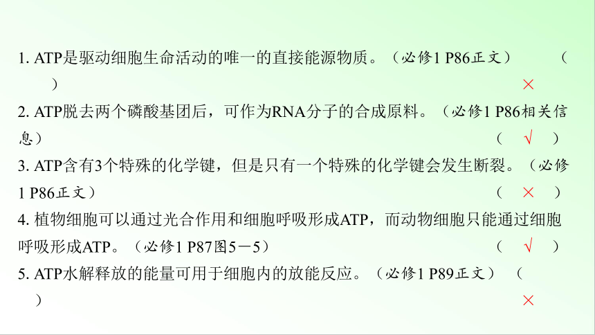 新教材生物一轮复习课件：第3单元 细胞的能量供应和利用 第2讲　ATP和细胞呼吸的原理、过程(共69张PPT)