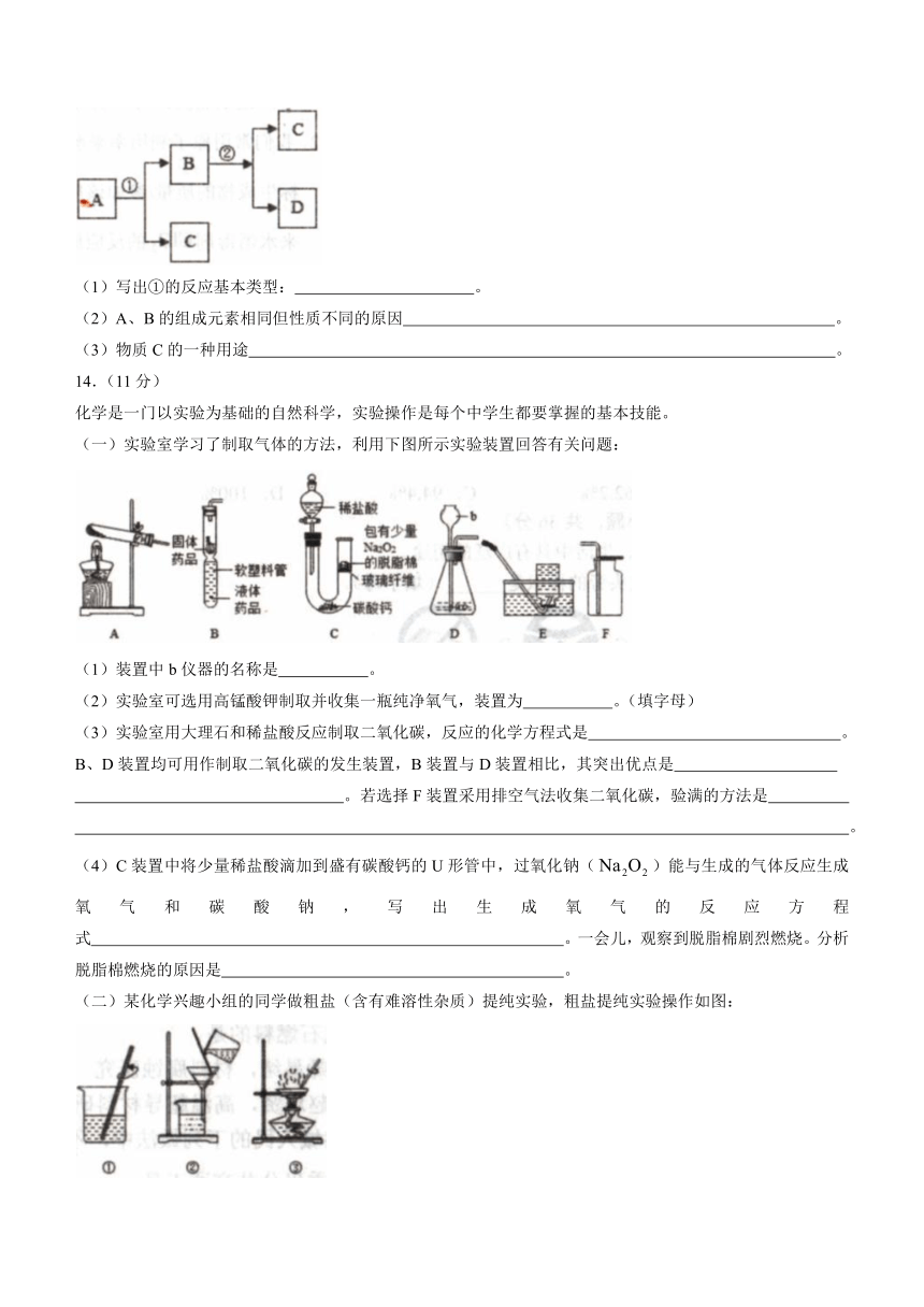 2024年江苏省连云港市东海县四校联考中考一模化学试题（含答案）