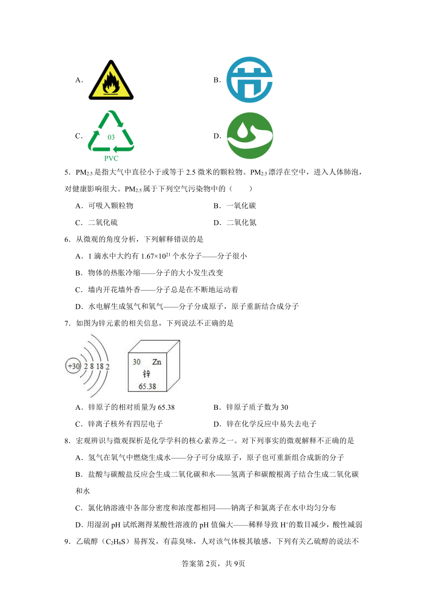 2024年江苏省南京市江宁区中考二模化学试题（无答案）