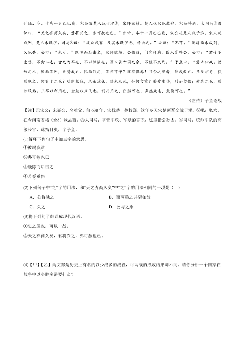 2024年中考语文复习专题20 九下课标文言文复习 专练（PDF 学生版+解析版）