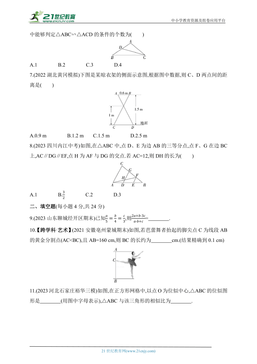 2024五四制鲁教版数学八年级下学期--第九章《图形的相似》素养综合检测（含解析）