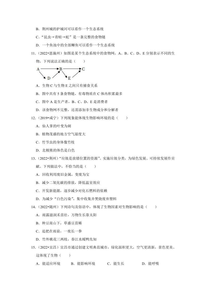 专题2生物与环境——2022-2023年湖北省中考生物试题分类（word版+解析版）