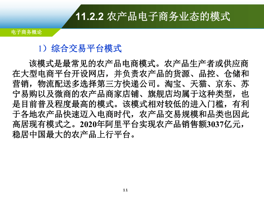 第11章 农产品电子商务应用  课件(共58张PPT)-《电子商务概论（第6版）》同步教学（电工版）