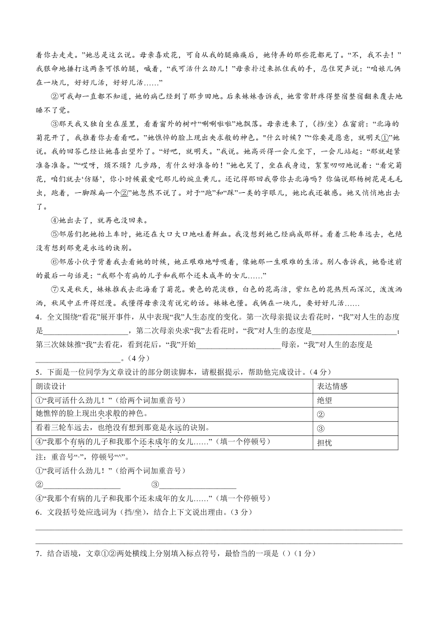 河南省商丘市夏邑县2023-2024学年七年级上学期期中语文试题（含答案）