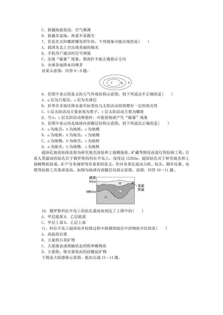 2024版新人教版必修第一册高中地理第一章宇宙中的地球章末过关检测（含解析）