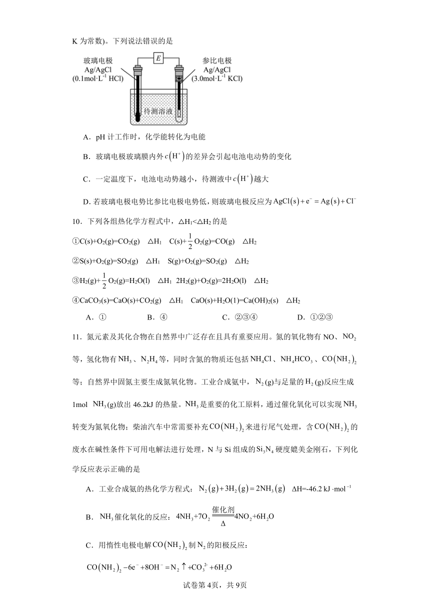 第1章化学反应与能量转化  单元训练题（含解析）-2023-2024学年高二化学鲁科版选择性必修1