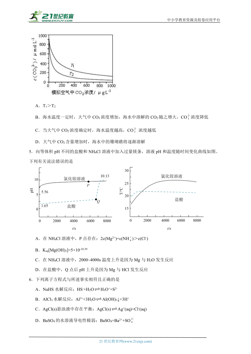 苏教版（2019）高中化学选择性必修1  3.4.1沉淀溶解平衡原理同步练习（含解析）