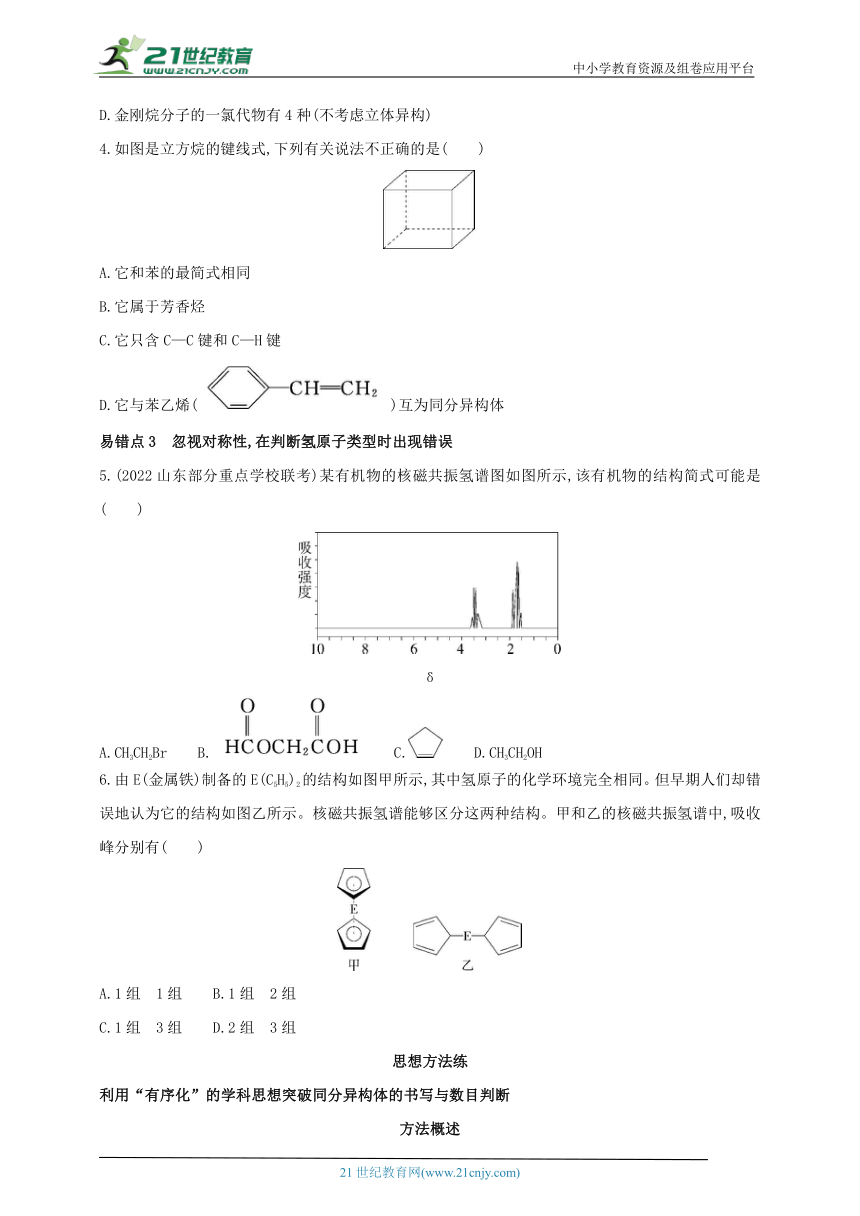 2024人教版新教材高中化学选择性必修3同步练习（含解析）--第一章　有机化合物的结构特点与研究方法复习提升