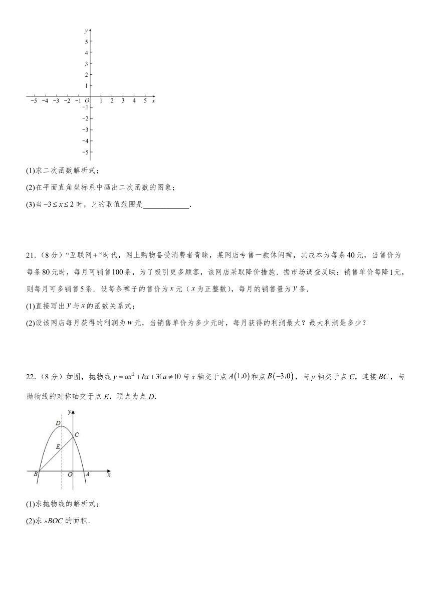 浙教版2023年九年级上册第1章 二次函数 单元测试卷（含解析）