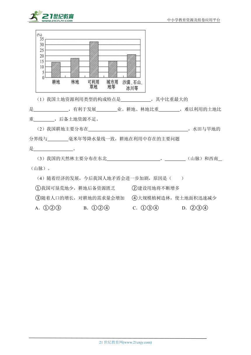 3.2土地资源一课一练（含解析）