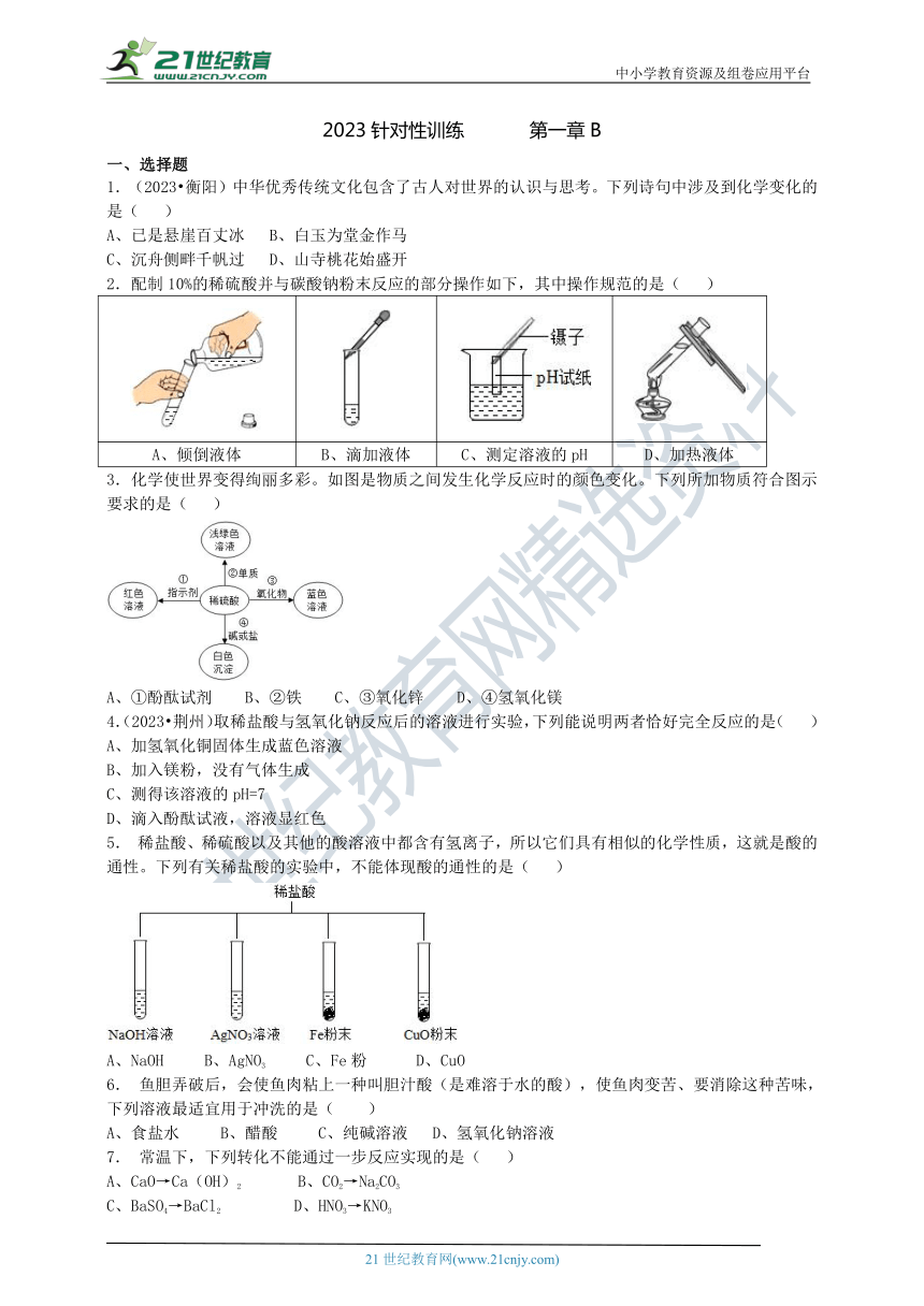 2023九（上）针对性训练（第一章)B（含答案）