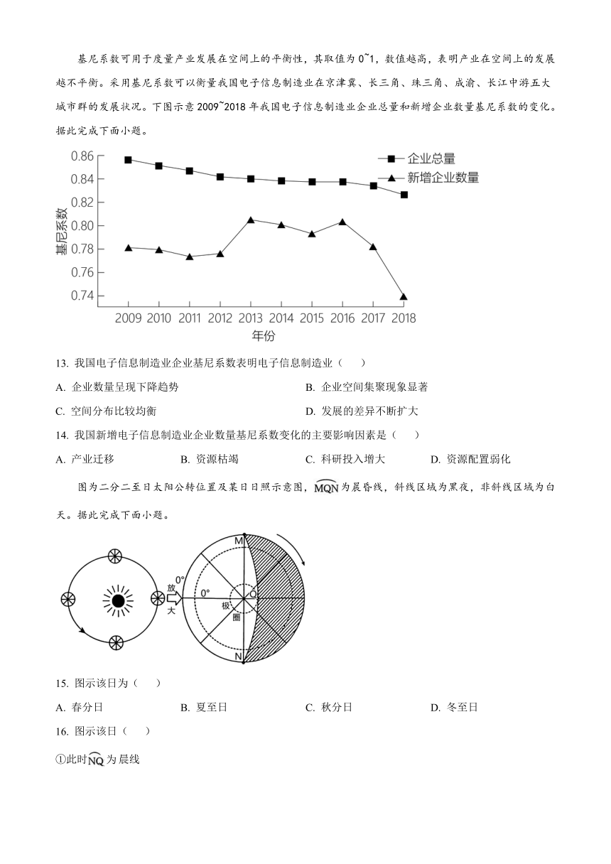 广西贵港市名校2023-2024学年高二上学期入学联考地理试题（原卷版+解析版）