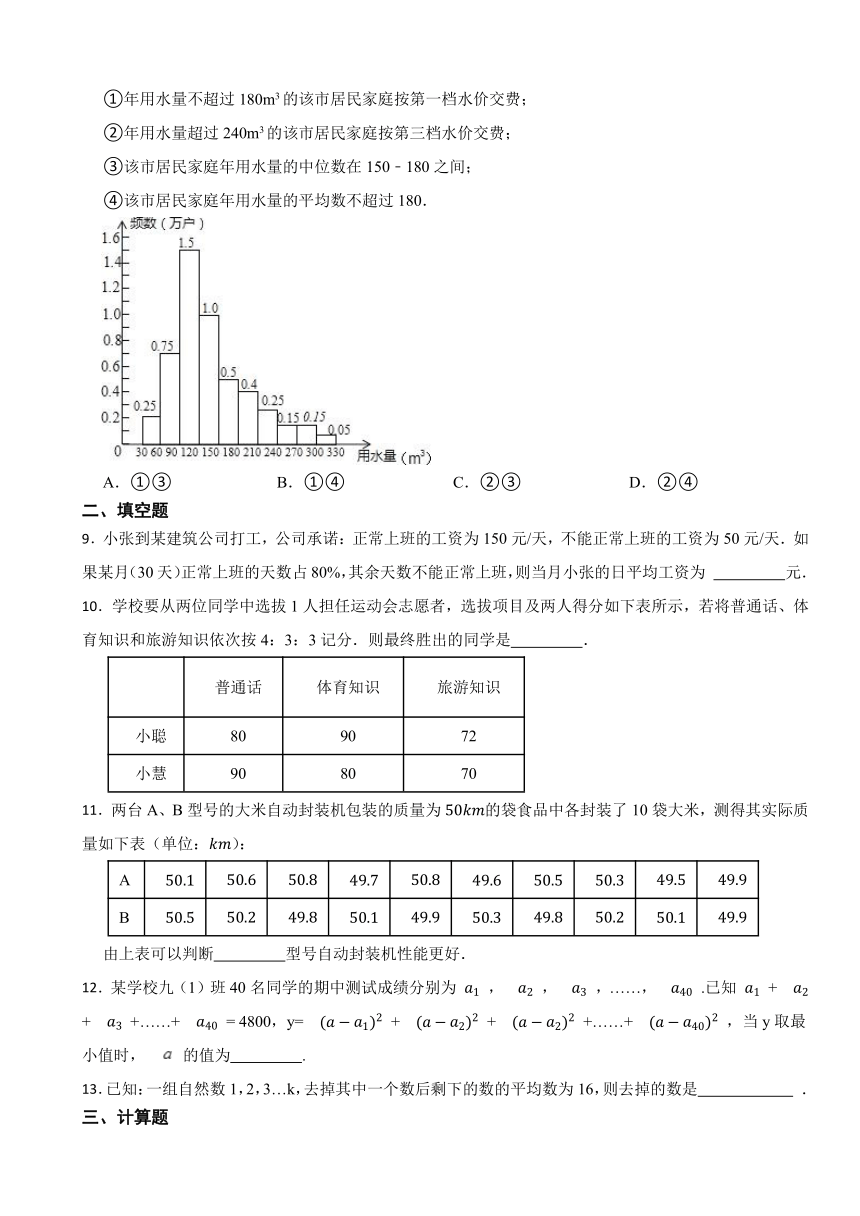 2023-2024学年冀教版初中数学九年级上册 23.1 平均数与加权平均数 同步分层训练培优卷(含解析)