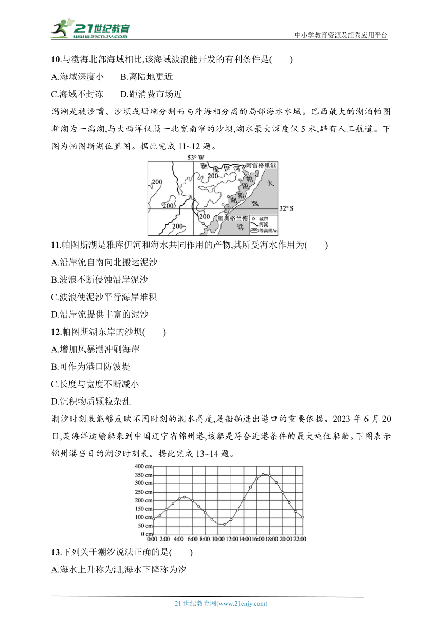 2024浙江专版新教材地理高考第一轮基础练--考点分层练37　波浪、潮汐（含解析）