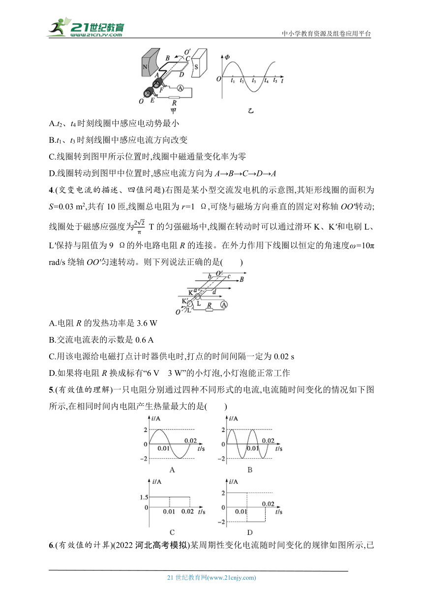 2025广西专版物理高考总复习--课时规范练36　交变电流的产生及其描述