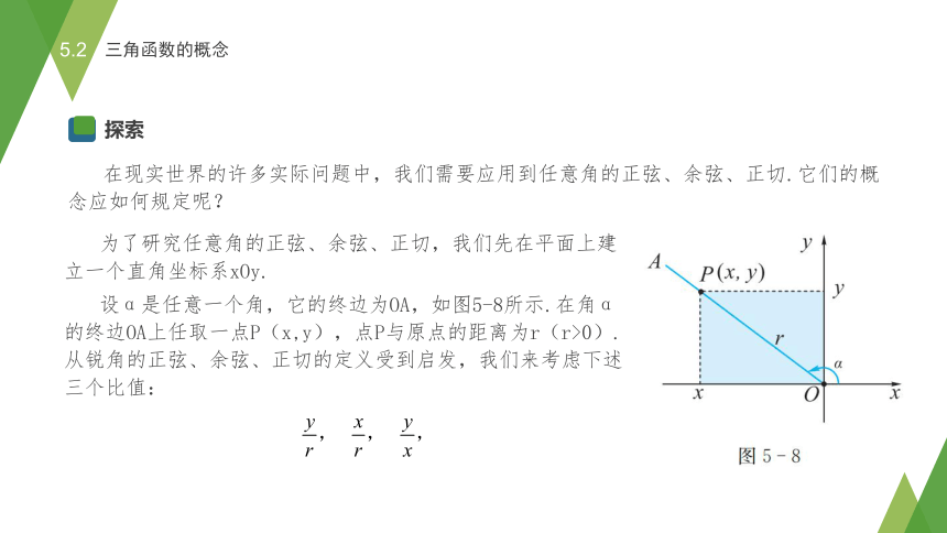 5.2三角函数的概念(课件）(共15张PPT)-中职《数学基础模块（下册）》同步教学（湖南科技出版社）