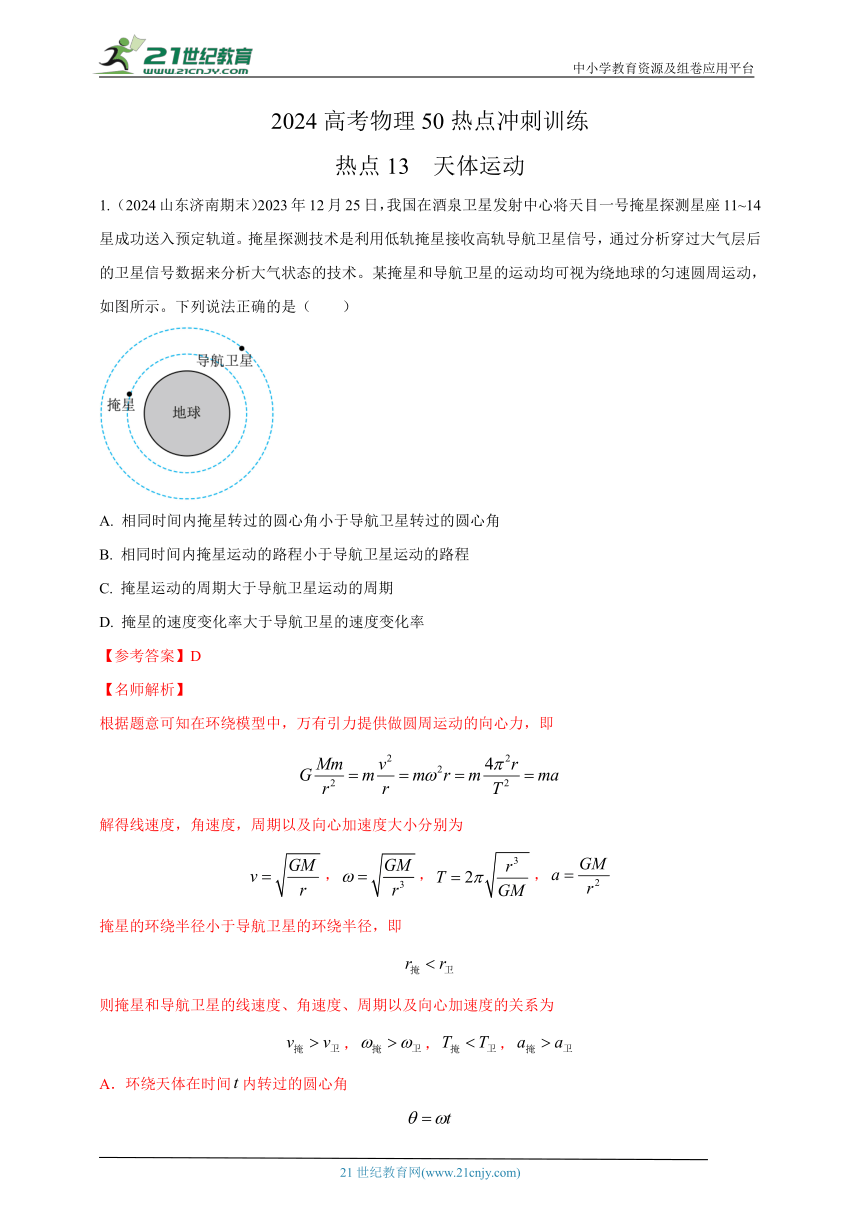 热点13  卫星运动--高考物理50热点冲刺精练