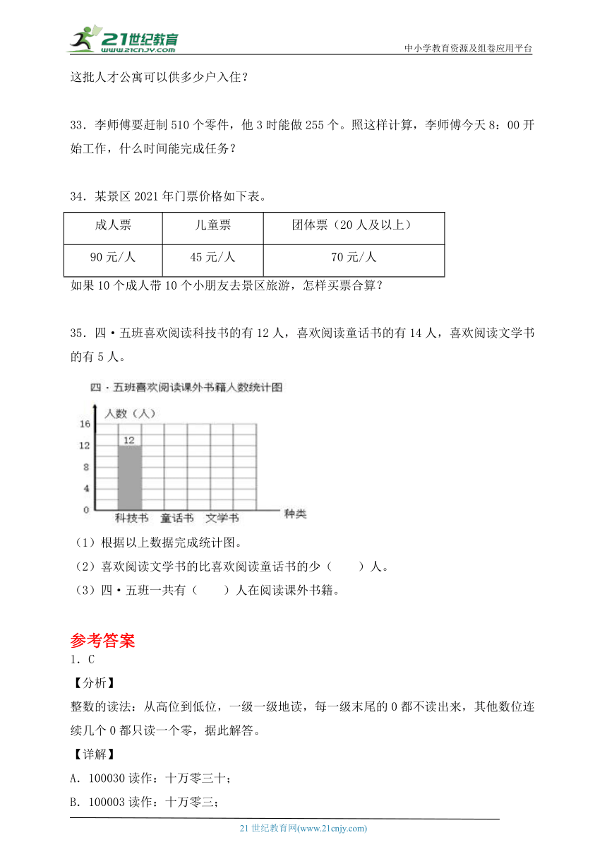 西师大版四年级上册数学期末训练试卷（含答案）