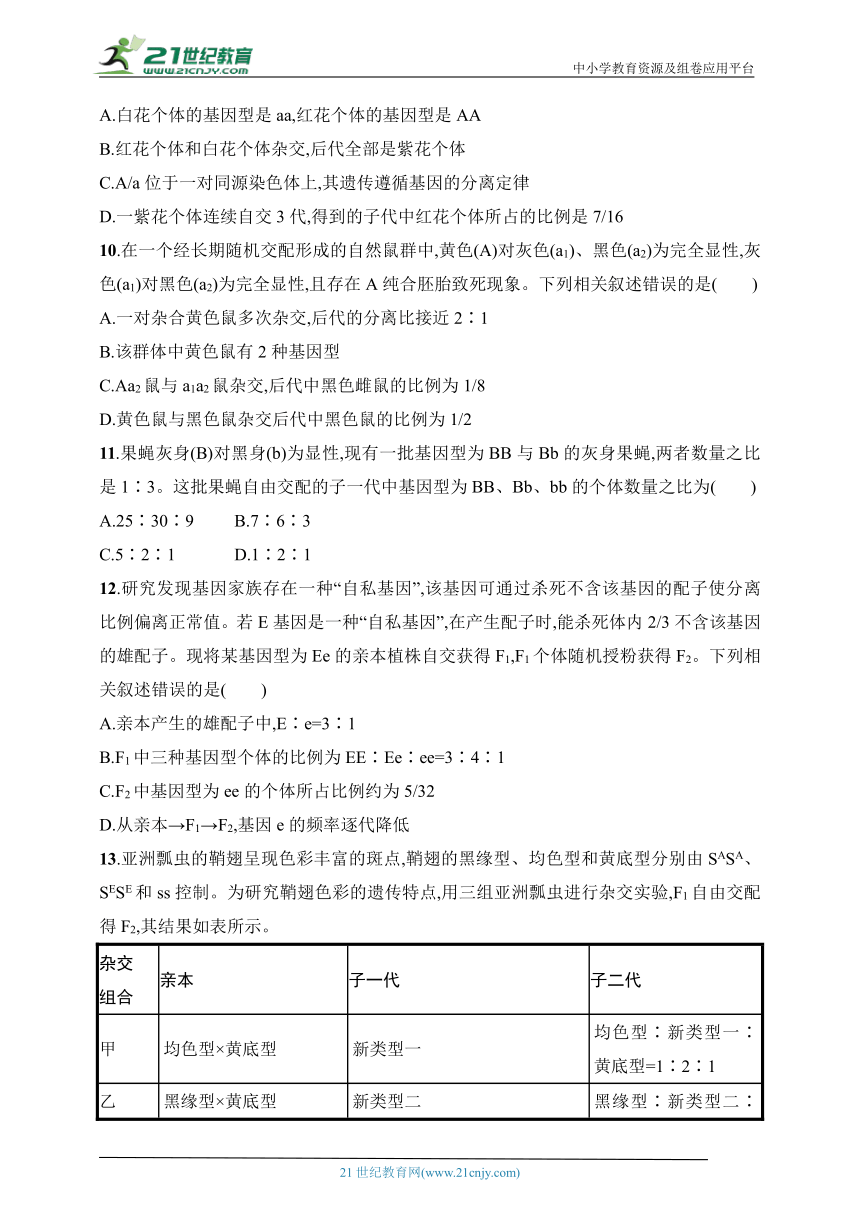 2025浙科版新教材生物学高考第一轮基础练--作业22　分离定律的题型突破（含解析）