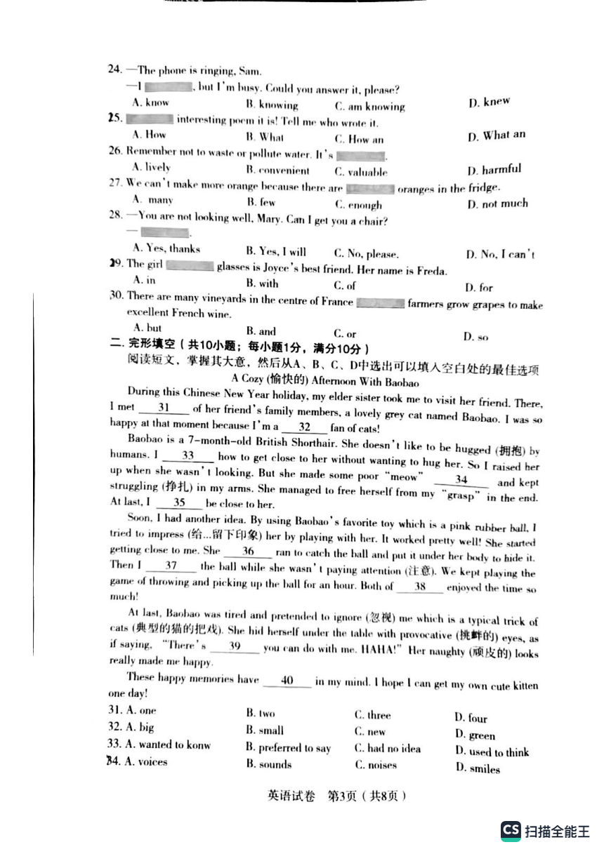 辽宁省沈阳市沈河区2022-2023学年七年级下学期期末考试英语试题（PDF版，无答案，听力音频及原文）