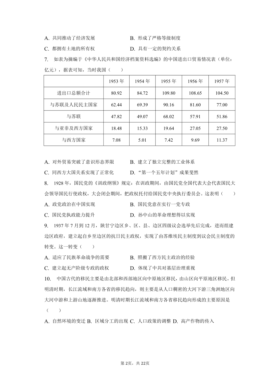 2022-2023学年甘肃省临夏州广河中学高二（上）期末历史试卷（含解析）