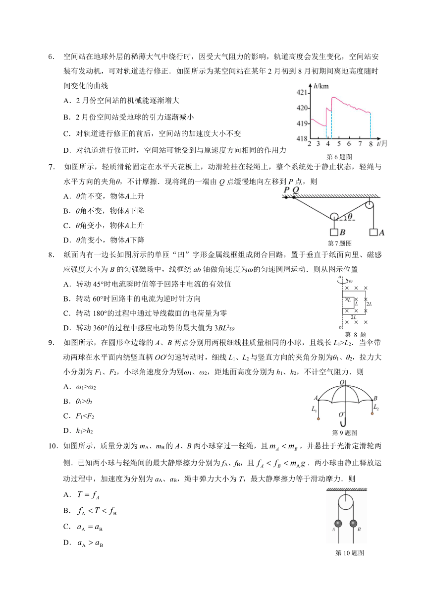 江苏省南通市2023-2024学年高三上学期期初质量监测物理试卷(含答案)