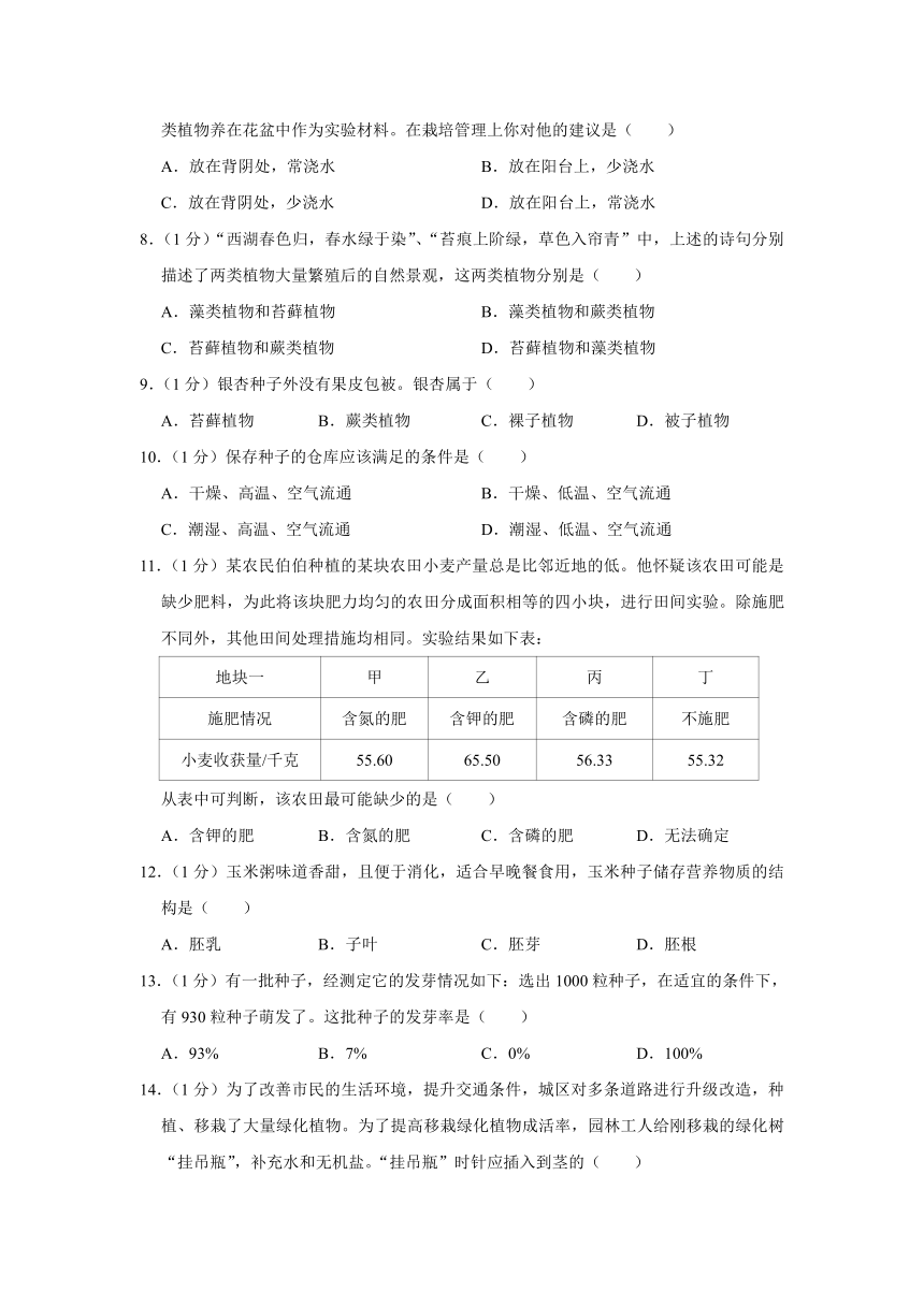 2023-2024学年山西省晋中市现代双语学校南校七年级（上）月考生物试卷（12月份）（含解析）