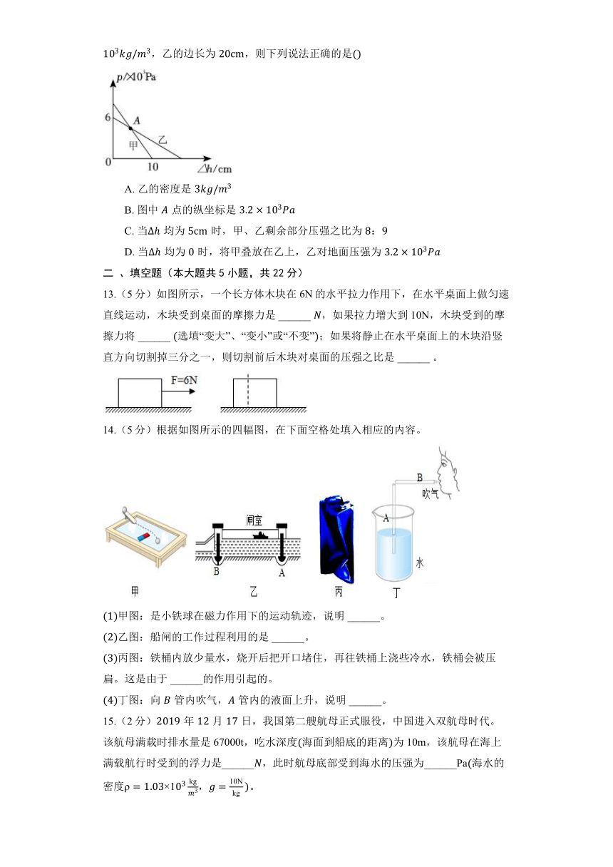 初中物理沪教版九年级上册《6.2 压强》同步练习（含解析）