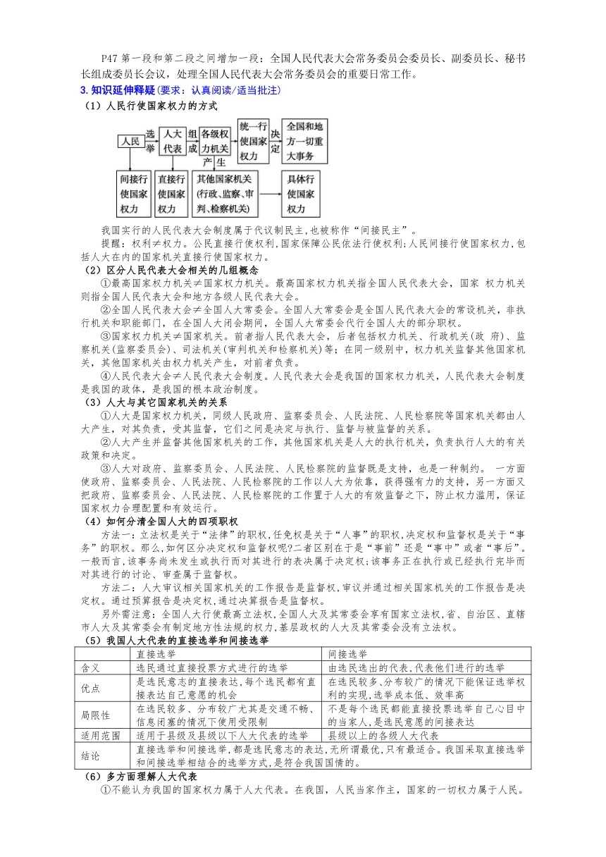 【核心素养目标】5.1人民代表大会：我国的国家权力机关 学案（含解析）-高中政治统编版必修三政治与法治