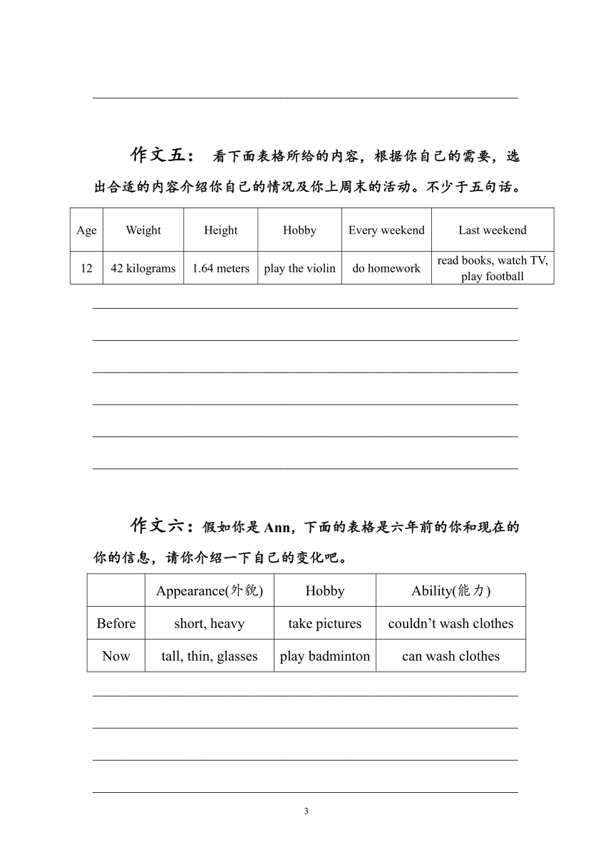 人教版(PEP)六年级下册期末英语主题作文模拟训练题（含答案）