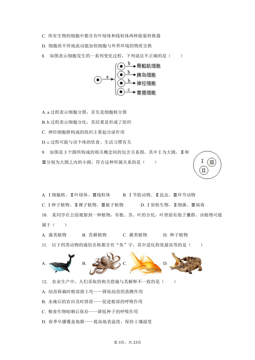 2022-2023学年山东省菏泽市牡丹区七年级（下）开学生物试卷（含解析）