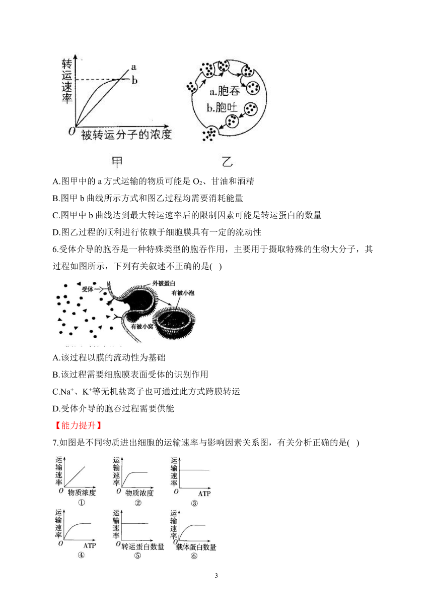 3.3物质通过多种方式出入细胞（含解析）——2023-2024学年高一生物学浙科版（2019）必修一课时分层练