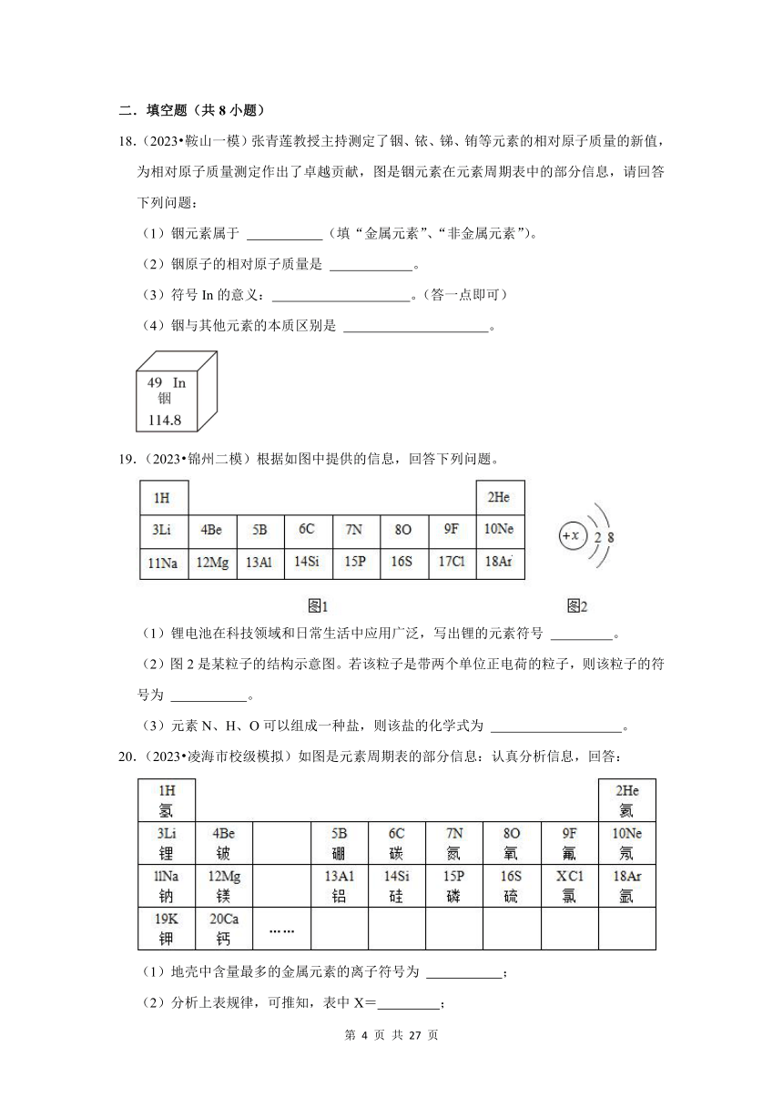 三年(2021-2023)辽宁中考化学模拟题分类汇编之物质的组成和分类 (含解析)