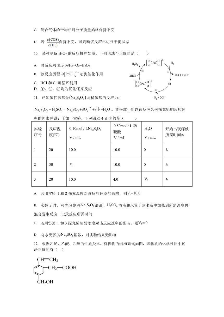 四川省内江市名校2023-2024学年高二上学期入学考试化学试题（Word版含答案）