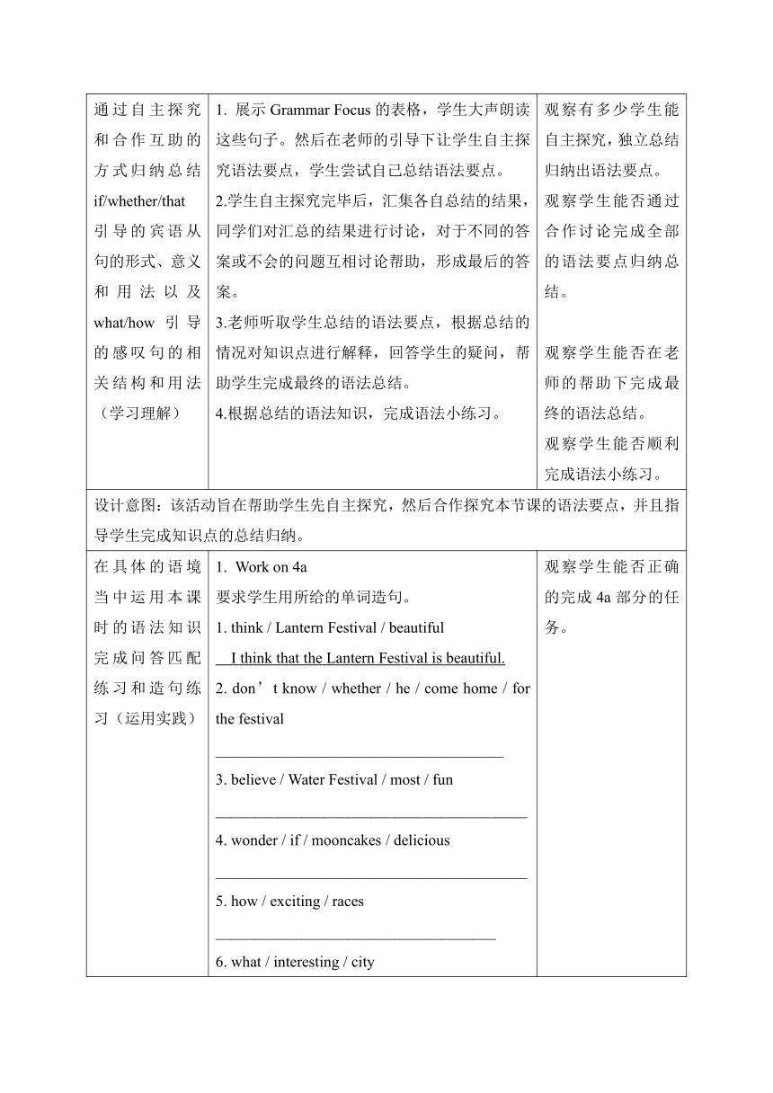 【核心素养目标】Unit 2 I think that mooncakes are delicious! Section A Grammar Focus-4c 教案 （表格式）