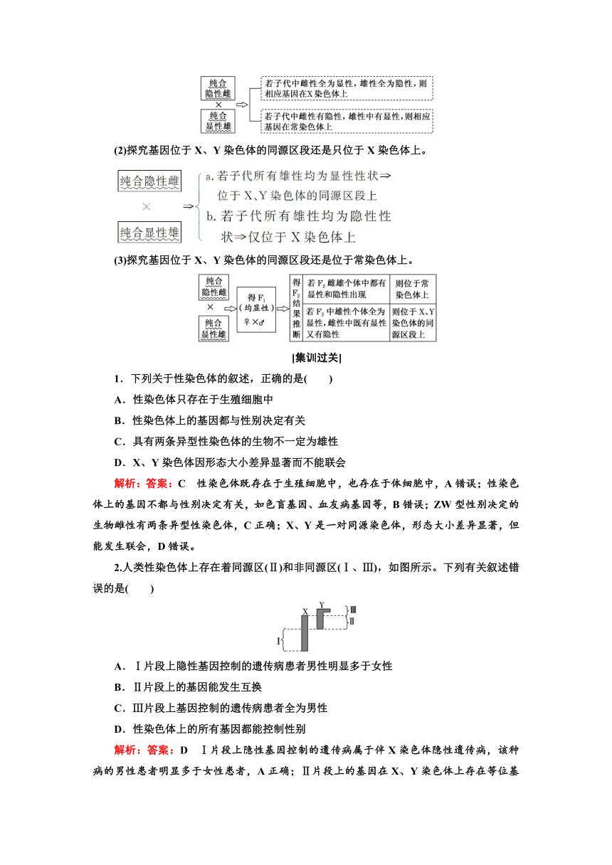 人教2019生物学必修2学业水平考试常考点习题集锦：常考点三　伴性遗传（含解析）